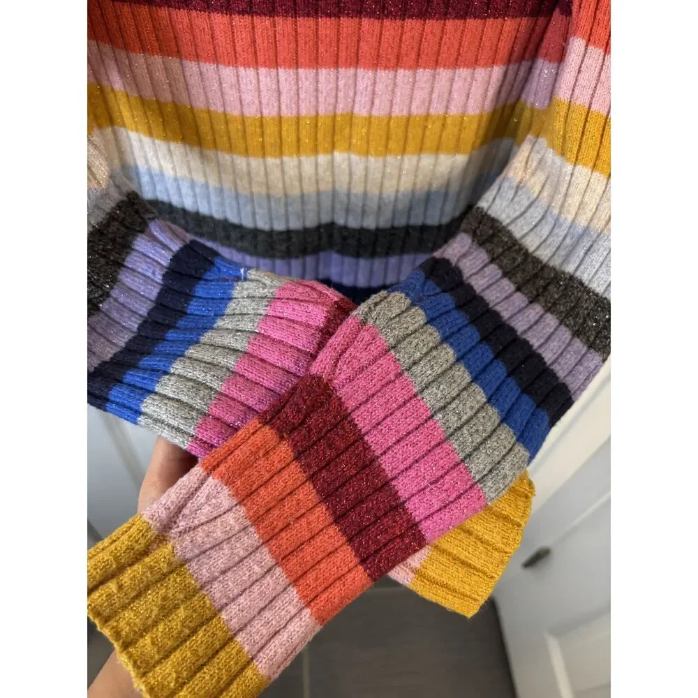 Gap Striped Rainbow Lurex Sparkle Crew Neck Sweater (No size- M/L)